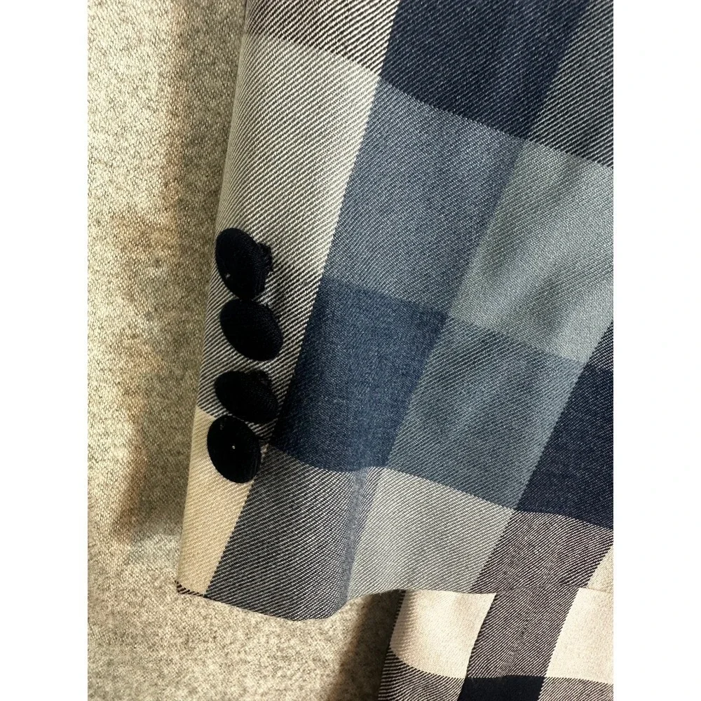Falcone Blazer 52R Blue Navy White Buffalo Plaid Jacket‎ 4 Button Lined